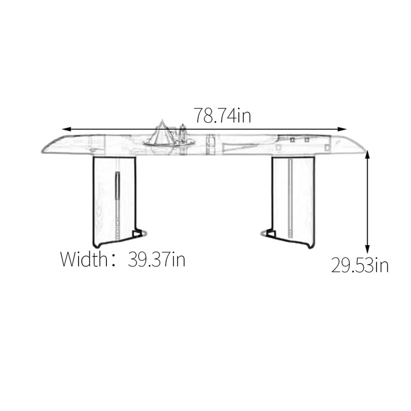 Sintered stone charming dining table, 29.53"H x 78.74"L x 39.37"W