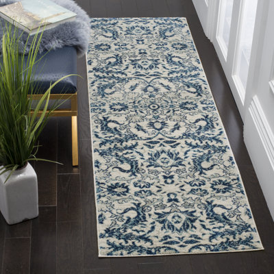 Alessia Floral Ivory/Blue Area Rug