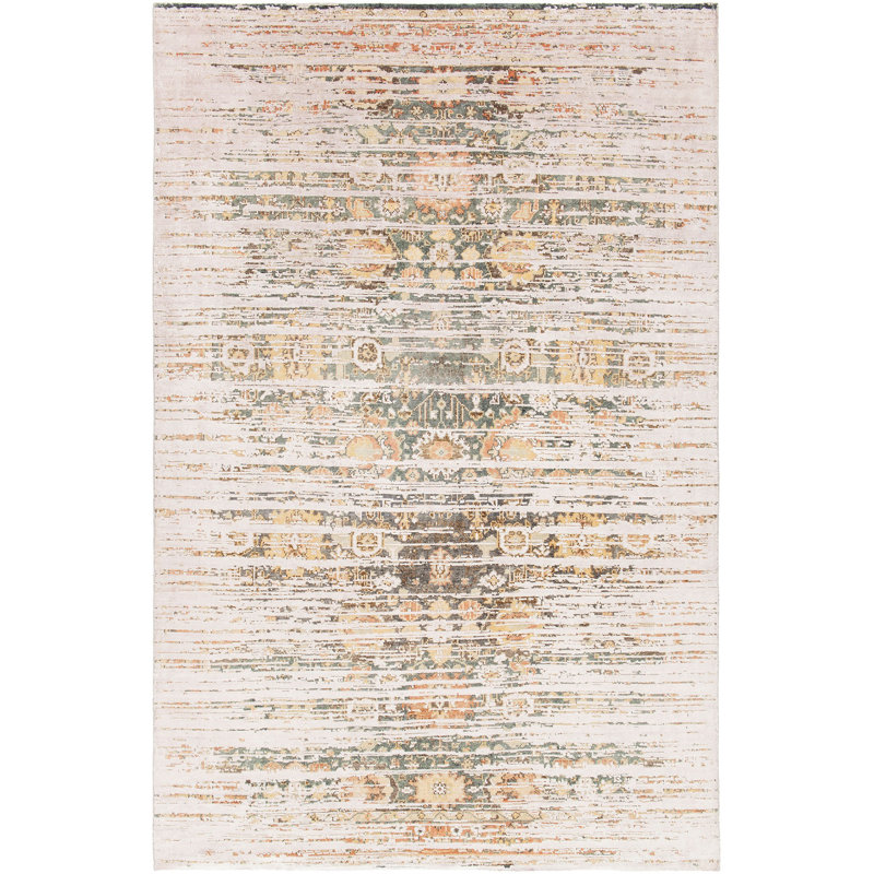 Tapis beige noué à la main Polett, Rectangle 5 pi x 7 pi 6 po