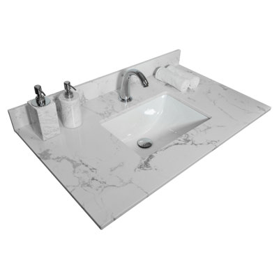 Bathroom Vanity Top With Undermount Ceramic Sink And Single Faucet Hole