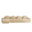 Canapé modulaire en L à 4 places avec passepoil à bordure française, sans assemblage requis, canapé à 4 places avec coussins décoratifs et 1 repose-pieds mobile, tissu velours clair