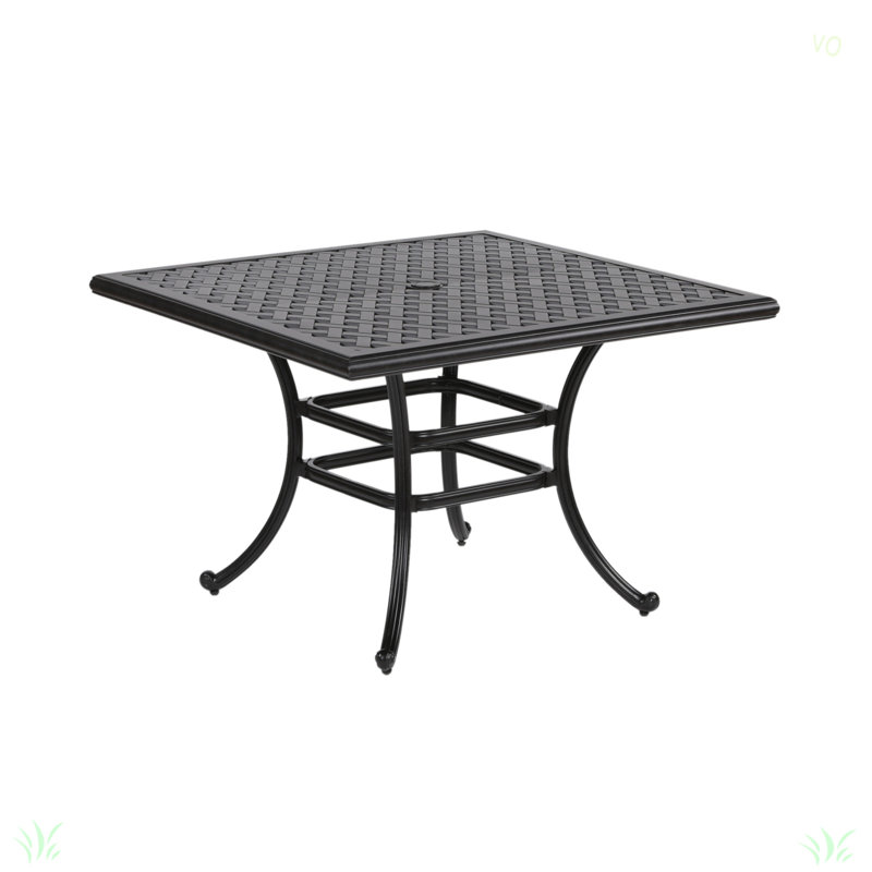 Ensemble de salle à manger carré en aluminium pour 4 personnes avec coussins Square, Brun antique