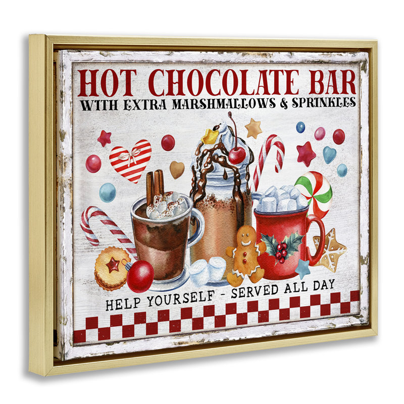 Art mural sur toile "Hot chocolat" par Creatif Belle, H 25 po x l 31 po, Cadre flottant métallique doré