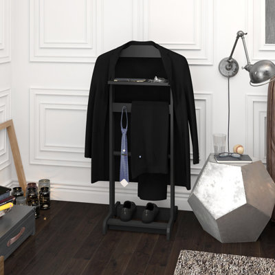 Support à vêtements portable Accent, porte-vêtements avec organisateur de rangement, finition noire élégante pour les maisons modernes