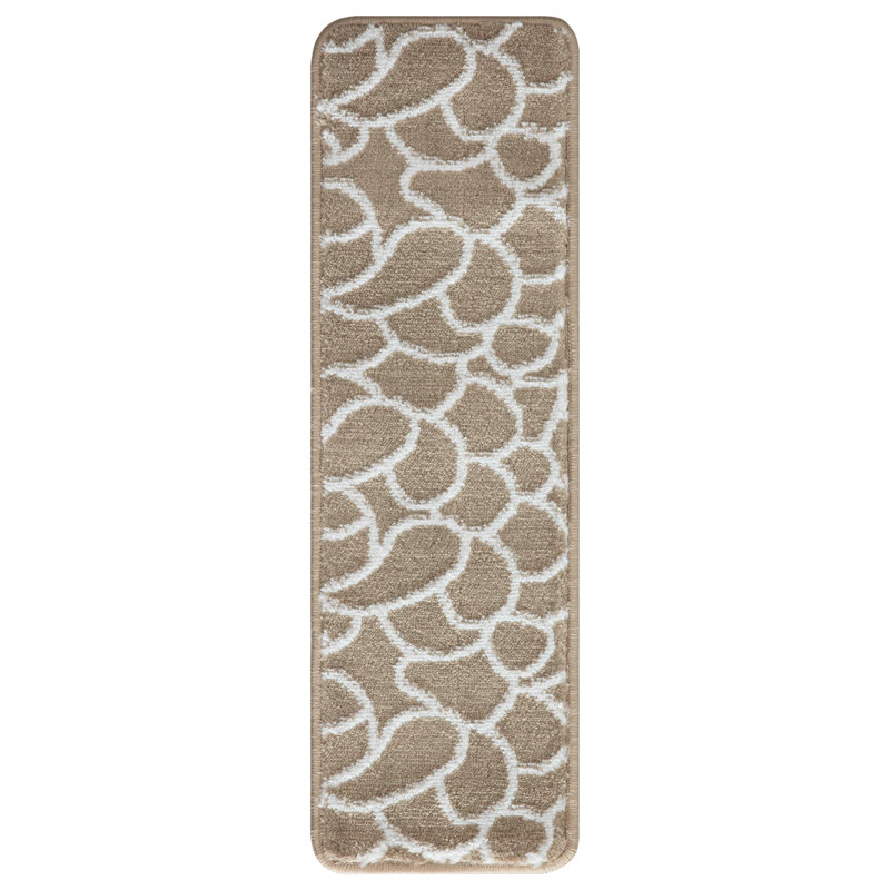 Tapis d’escalier beige doux et beige treillis Alcorn