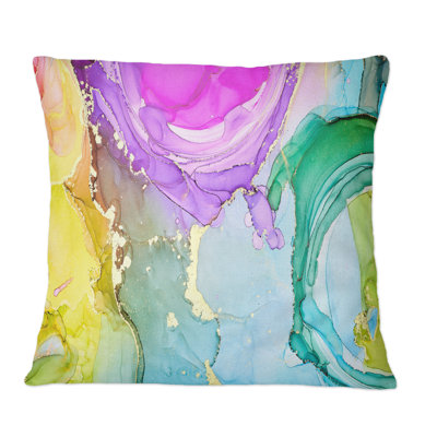 Turquoise et mauve, luxe, abstrait, fluide, Art, neuvième, imprimé moderne, coussin décoratif