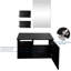 28 po X P 19 po P x 16 po Meuble-lavabo de salle de bain H noir avec lavabo et comptoir à surface solide noire et miroir