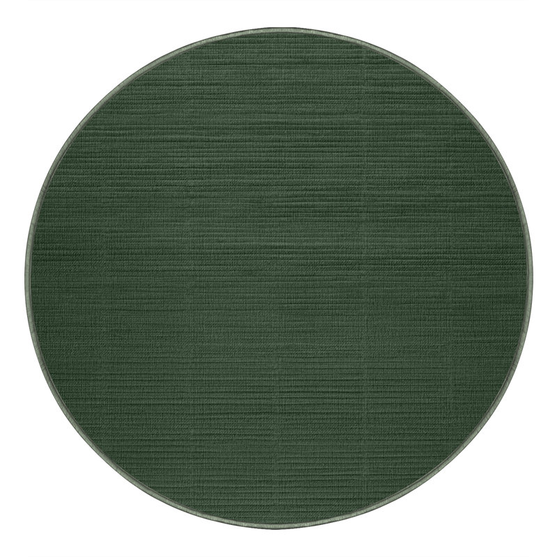 Machine Washable Solid Green Area Rug, Round 6'