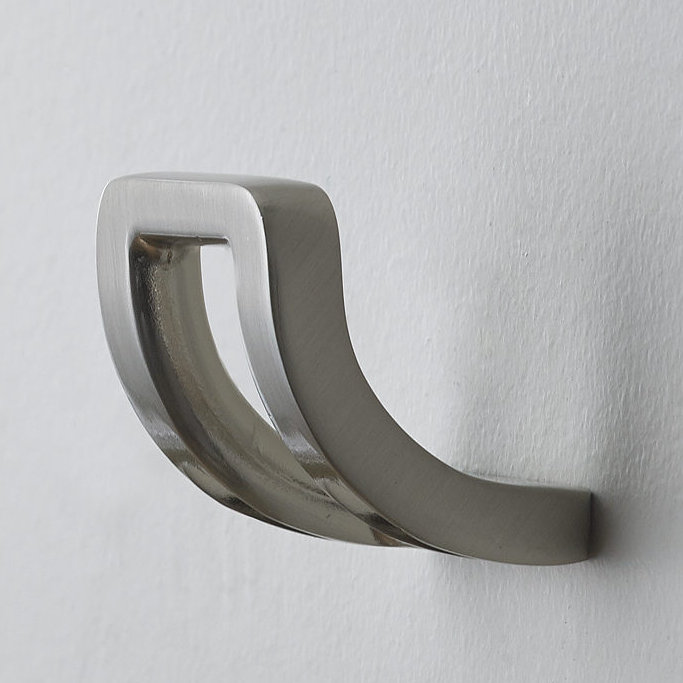 Contemporary Metal Wall Hook, Brushed Nickel