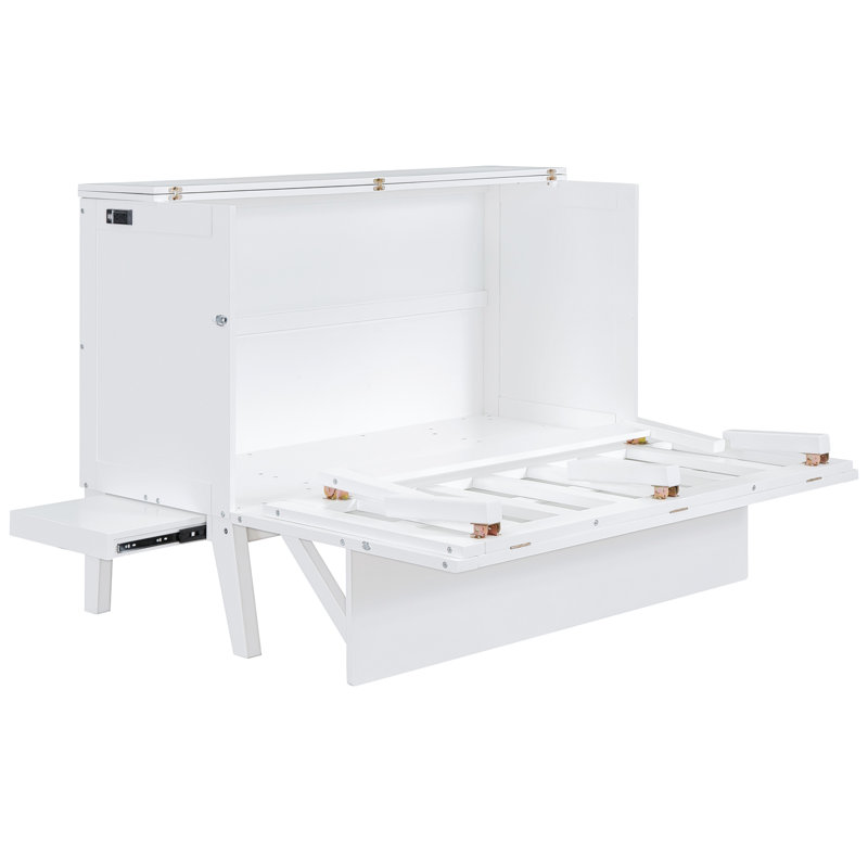 Grand lit avec tablettes amovibles et élément - rangement de ton blanc pour une utilisation à long terme, Blanc, Grand lit