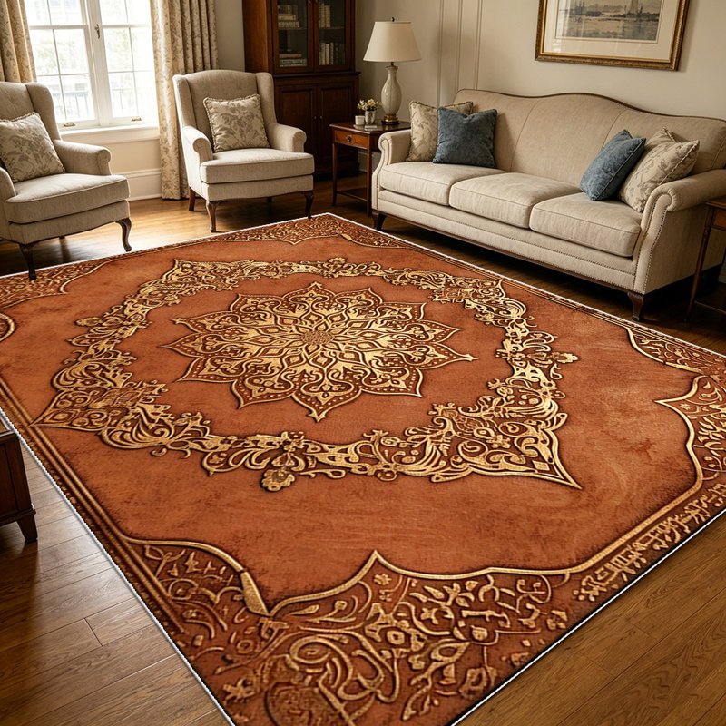 1PC Vintage Ornate Bohemian Medallion Floral area rugs for Living Room, Soft, All seasons, Easy-maintain, Washable Indoor mat, Farmhouse suitable for dining table, bedroom, kitchen entryway, home office, backyard patio, Home Decor, Outdoor Decor.