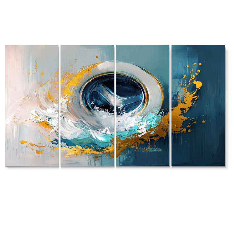 «Blue Impressionist Soap Suds Modern Laundry I - Laundry Art Wall Art», ensemble, H 32 po x l 64 po