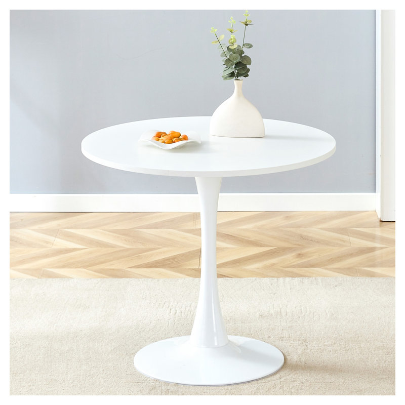 Table de salle à manger à piédestal ronde 31,9 po - base de sablier nordique, petit coin-repas moderne