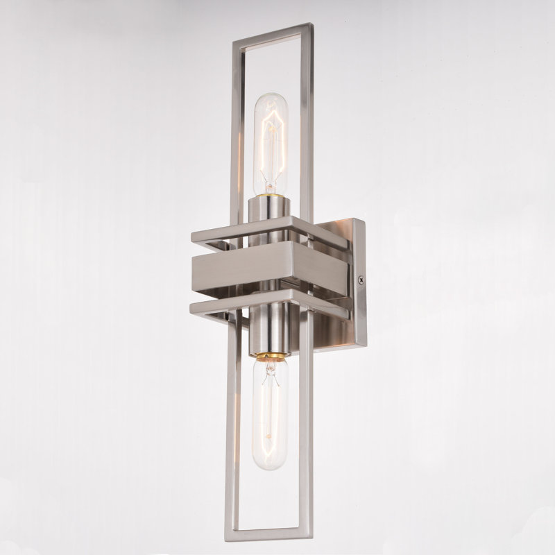 Aiden Steel Armed Sconce, Satin Nickel, 18.75" H x 4.75" W x 4.75" D
