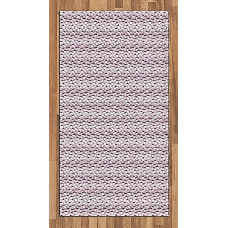 Tapis décoratif mauve à haute densité en fibre de polyester, Rectangle 2 pi 7 po x 5 pi