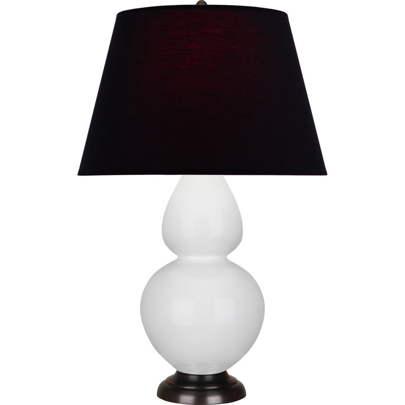 Lampe de table double gourde en céramique, Noir / Rouge, Lis glacé / bronze, Bronze