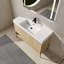 Meuble-lavabo 48 po avec lavabo simple en résine, armoire moderne en chêne 3 portes