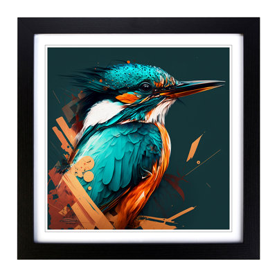 Kingfisher Graphic Art - Single Picture Frame Print on Wood