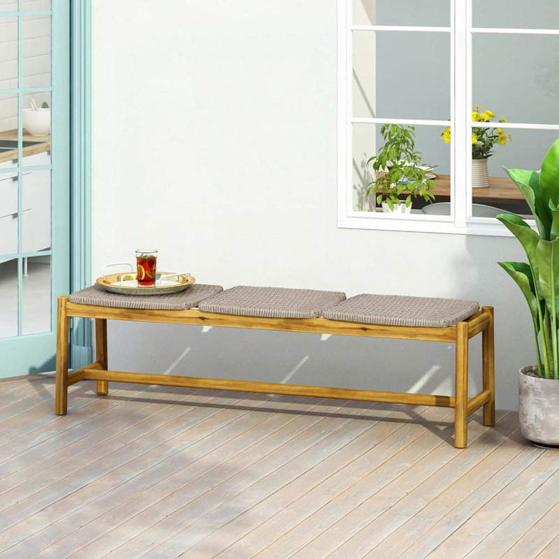 Wood Outdoor Bench, 3-Person Garden Bench