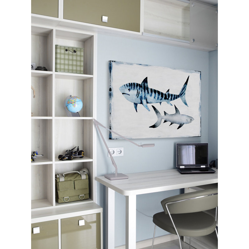 Requins règle - reproduction sur toile tendue, H 20 po x l 30 po x P 1,5 po