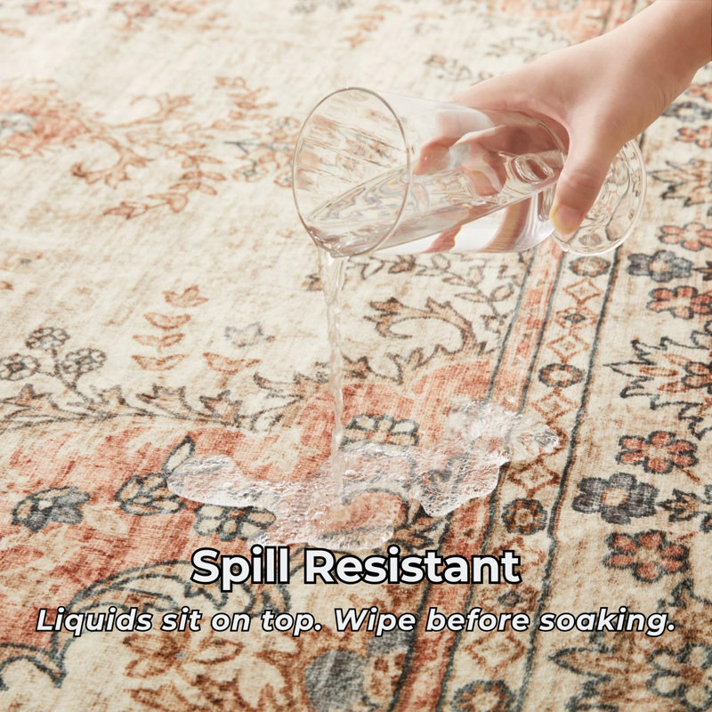 Traditional Tabriz Cashmere-Feel Area Rug & Runner, Non-Slip Washable Living Room Carpet, Rectangle 160 x 230 cm