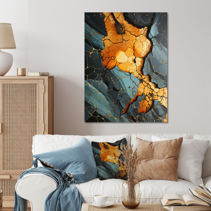 Marbre jaune et noir Elegance III - art mural géométrique en métal, H 20 po x l 12 po x P 1 po