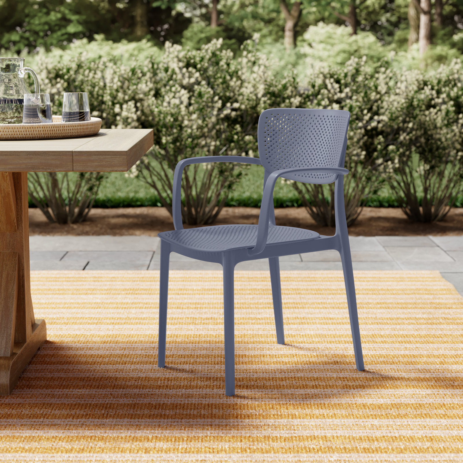 Farrah Stackable Patio Armchair, Dark Gray