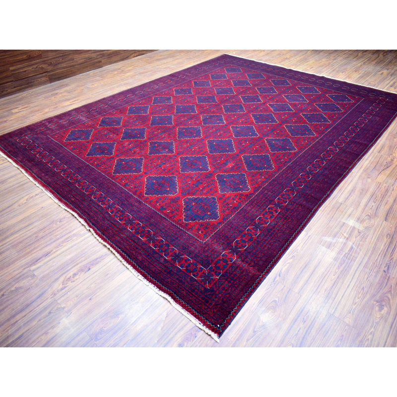 Tapis afghan Khamyab en laine douce noué à la main 9 pi 10 po x 13 pi 385BC101699A4A63B04FA7B5A03AE202