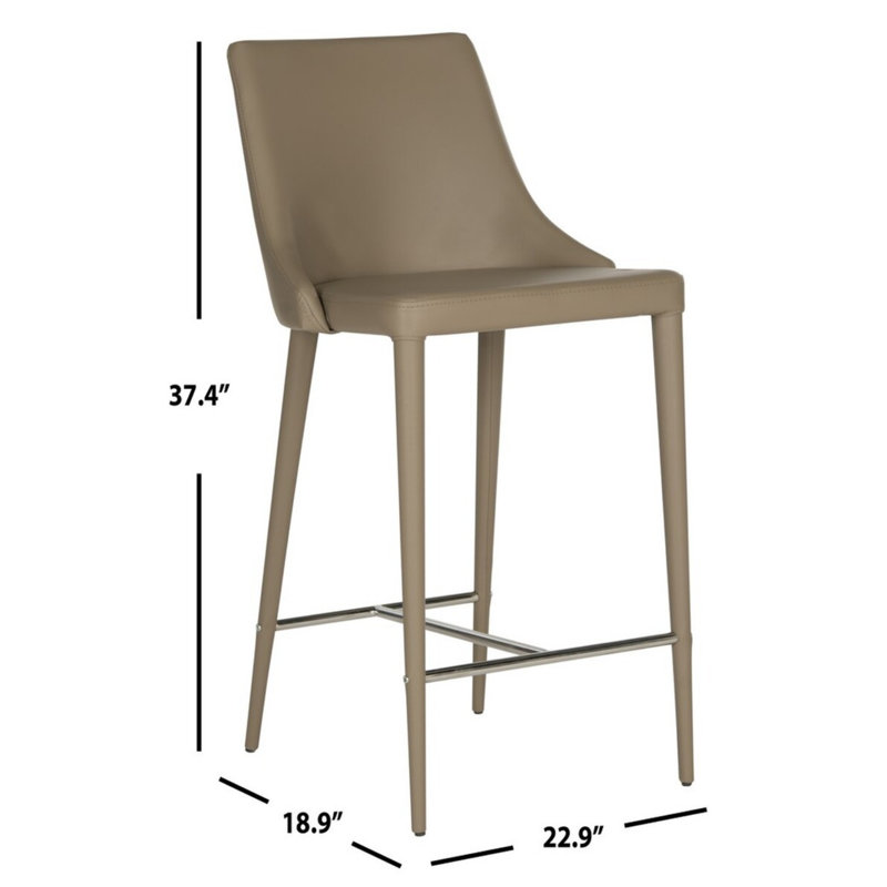 Taupe Leather Counter Stool with Chrome Legs (Set of 2)