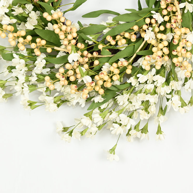 Couronne de porte artificielle 22 po, Blanc