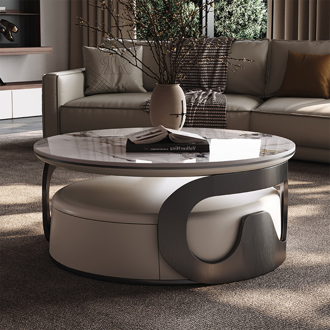 Wrought Studio™ Light luxury rock plate round coffee table | Wayfair