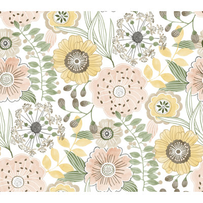 Artistic Bouquet Neutral Wallpaper