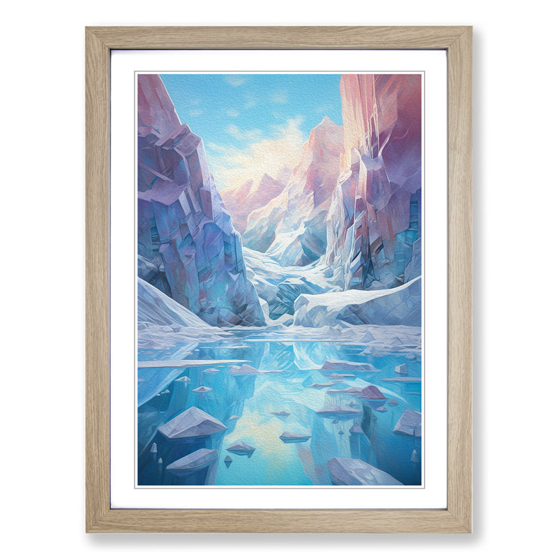 Glacier Futurism - Framed Print, 34cm H x 25cm W x 2cm D, Oak