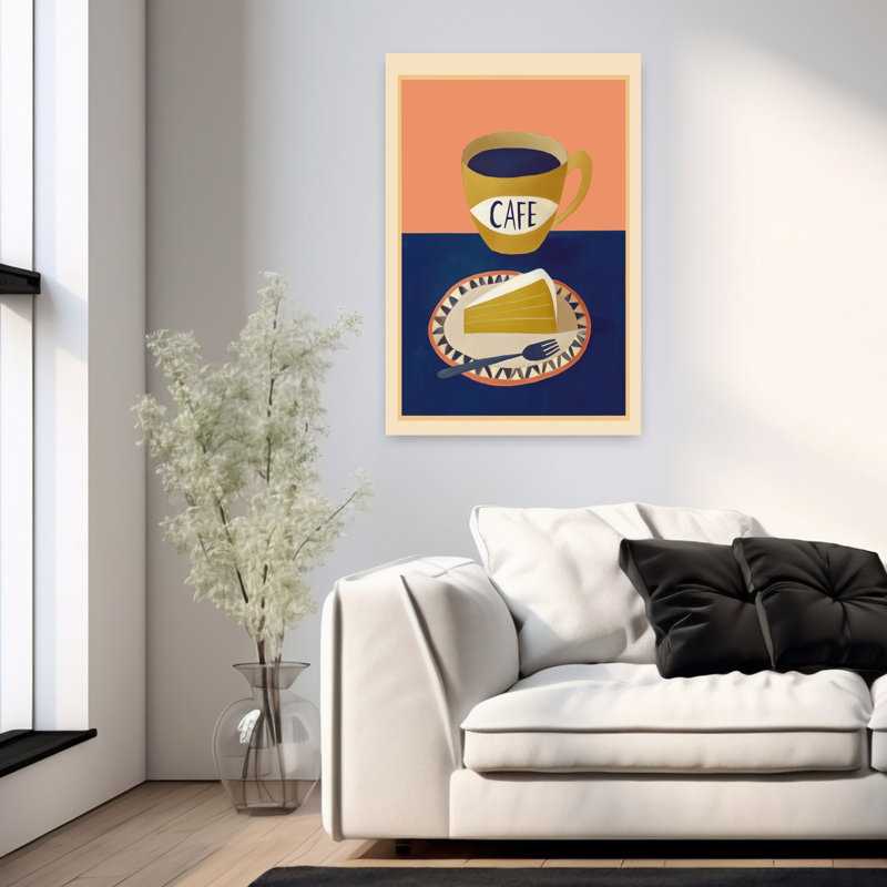 Café, café, architecture contemporaine, art mural, H 36 po x l 24 po