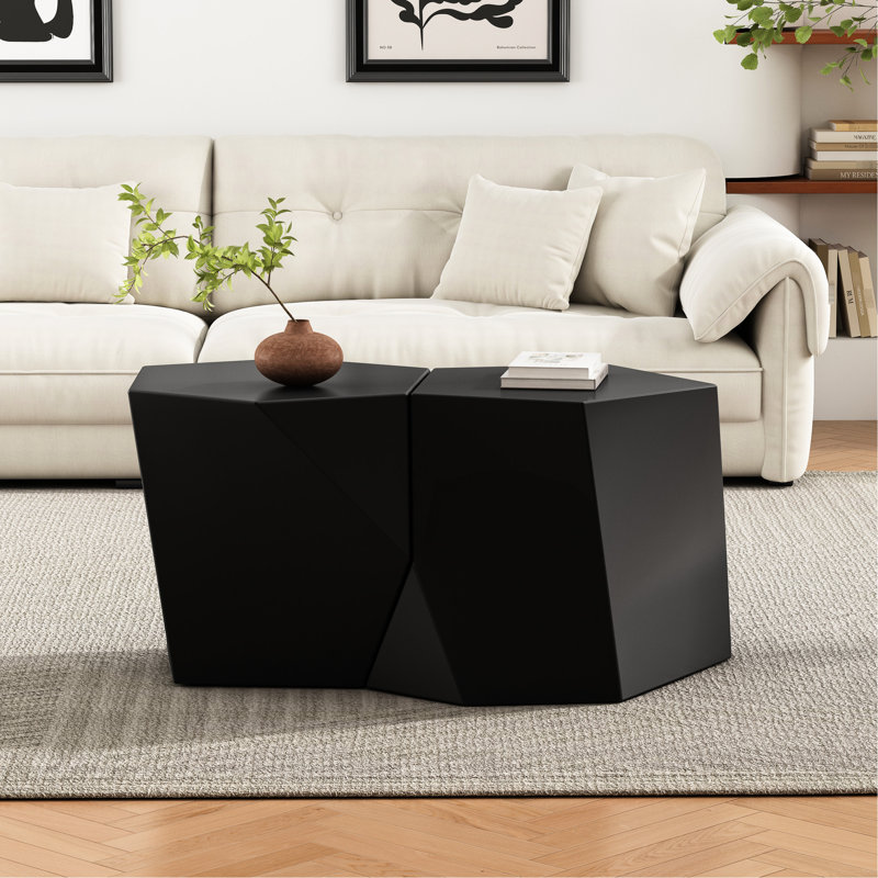 Table basse Modern 2, Perspectives géométriques, noir, aucun matériau d'assemblage requis, artistique, Noir