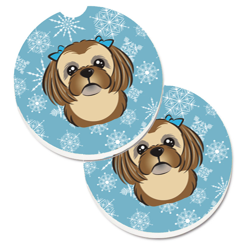 Sous-verre de voiture de neige, Shih tzu brun chocolat