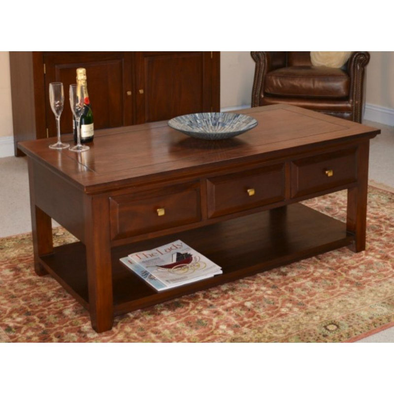 Helland Solid Wood Four Leg Coffee Table with Storage