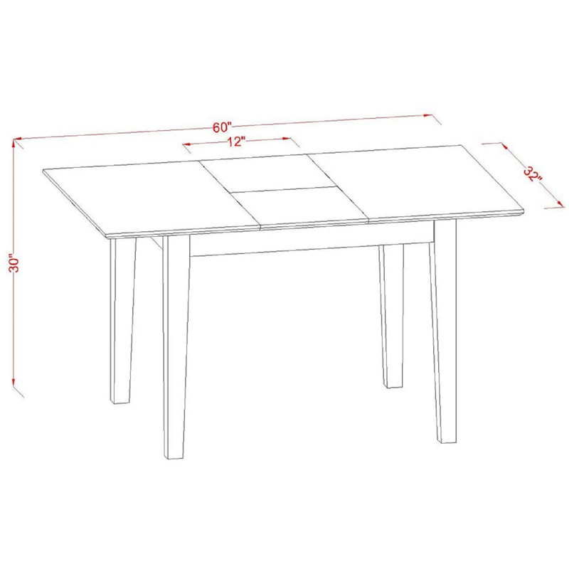 L'ensemble de mobilier de salle à manger 5 pièces comprend une table de cuisine rectangulaire avec rallonge papillon et 4 chaises de salle à manger, brun selle