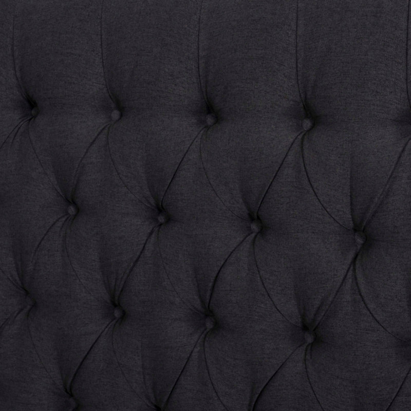 Grand lit plateforme tapissier Halema, Noir