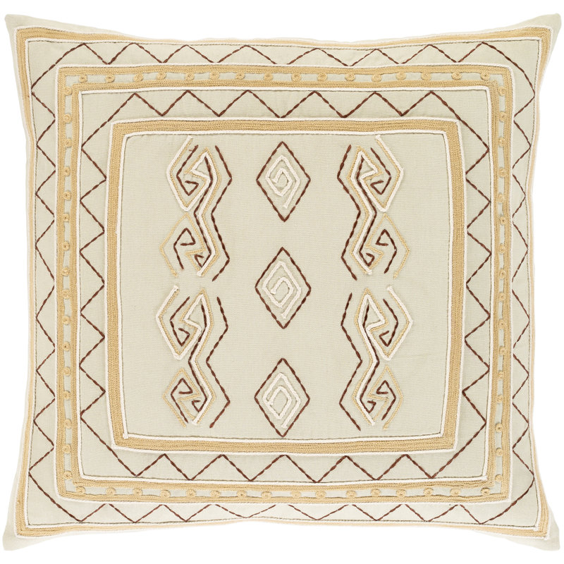 Geometric Cotton Pillow Cover, Down, 20" x 20"