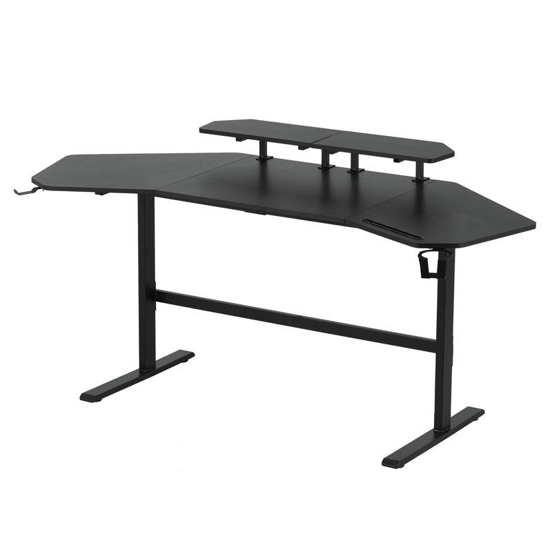 Bureau de jeu Techni Sport avec tablettes et porte-accessoires, H 35 po x l 70 po x P 21 po, Noir