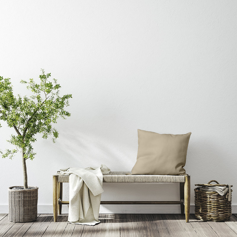 Housse de coussin Ajibola, Crème brûlée, 16 po x 16 po, Polyester/ bourre en polyester