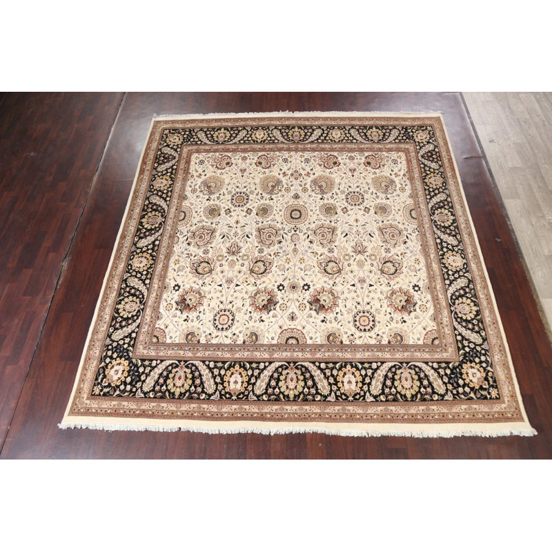 Tapis oriental à motif de teinture végétale Tabriz noué à la main 10 x 10