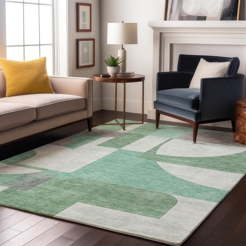 Tapis Mid-Century Premium lavable à la machine Mehara AMF1692, Rectangle 5 pi x 7 pi 6 po