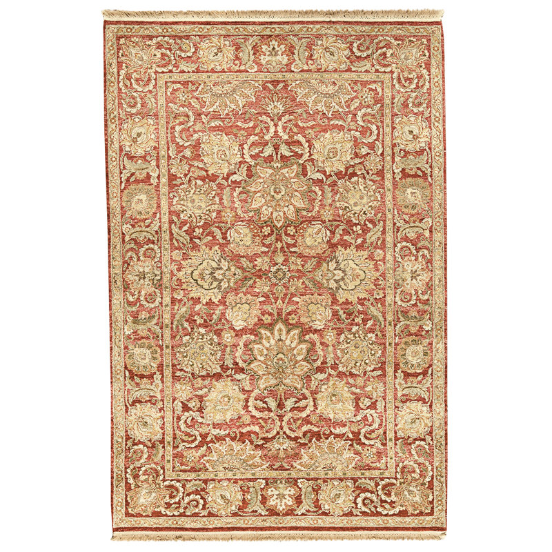Hand Knotted Wool Area Rug in Red