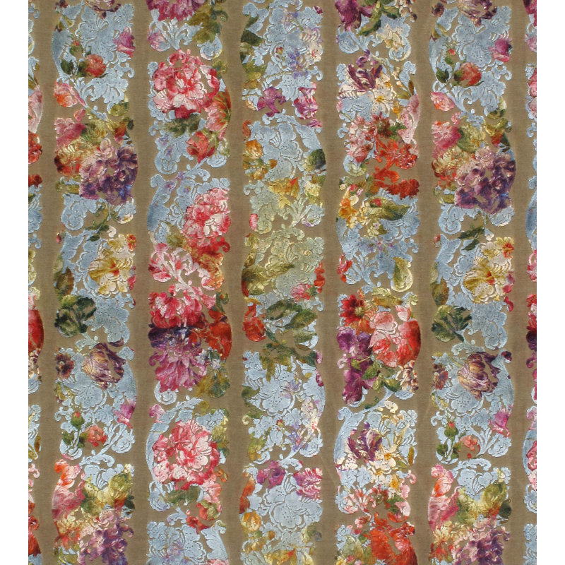 Tissu Jardin Colbert, Satin bleu