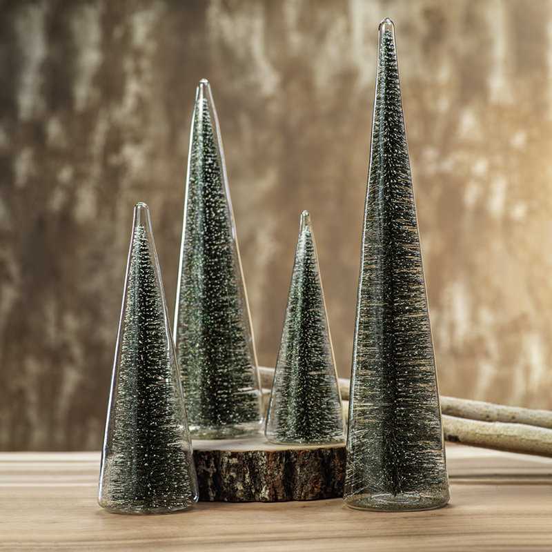 Glass Decorative Tree, 9" H x 3.25" W x 3.25" D