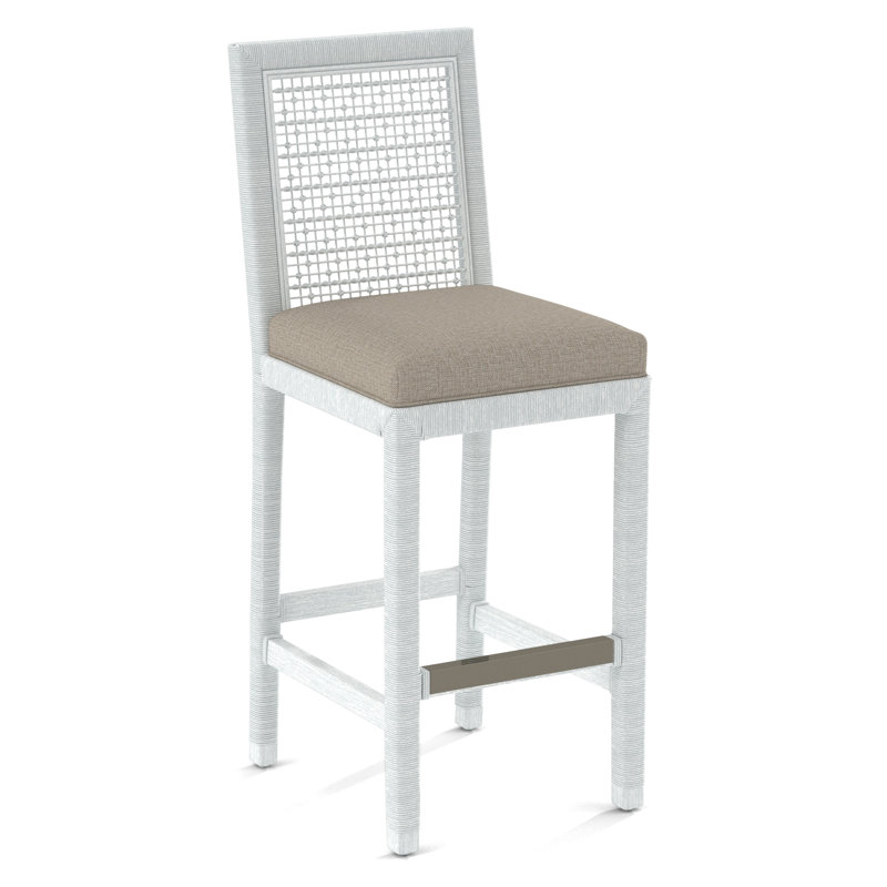 Pine Isle Bar Stool, Moss Chenille; 0344-43, Frost White