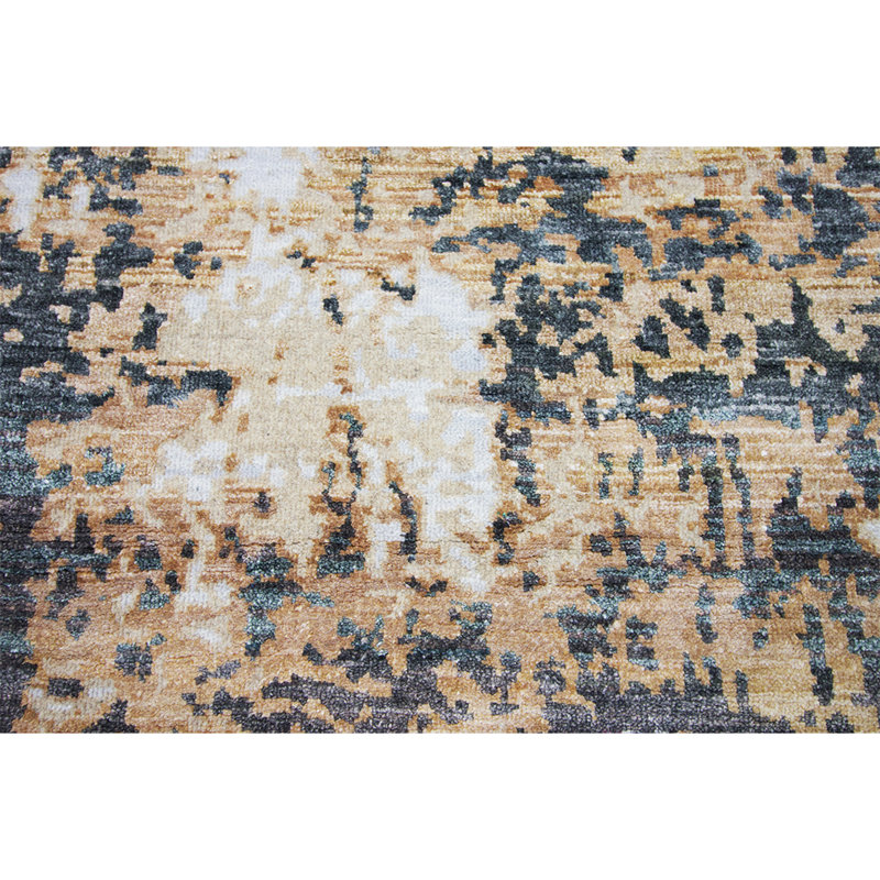 Abstract Area Rug in Gold, Rectangle 8' x 10'