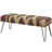 Castulo Multi Colored Cotton Fabric Tribal Home Bench with Metal Hairpin Legs-2025725407